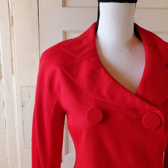 ANN TAYLOR Old School Red Long Pea Coat - Picture 3 of 8